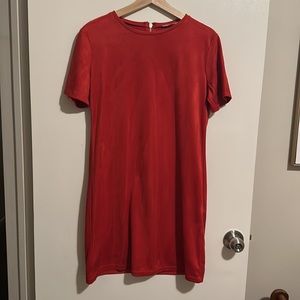 Zara|Red faux suede dress